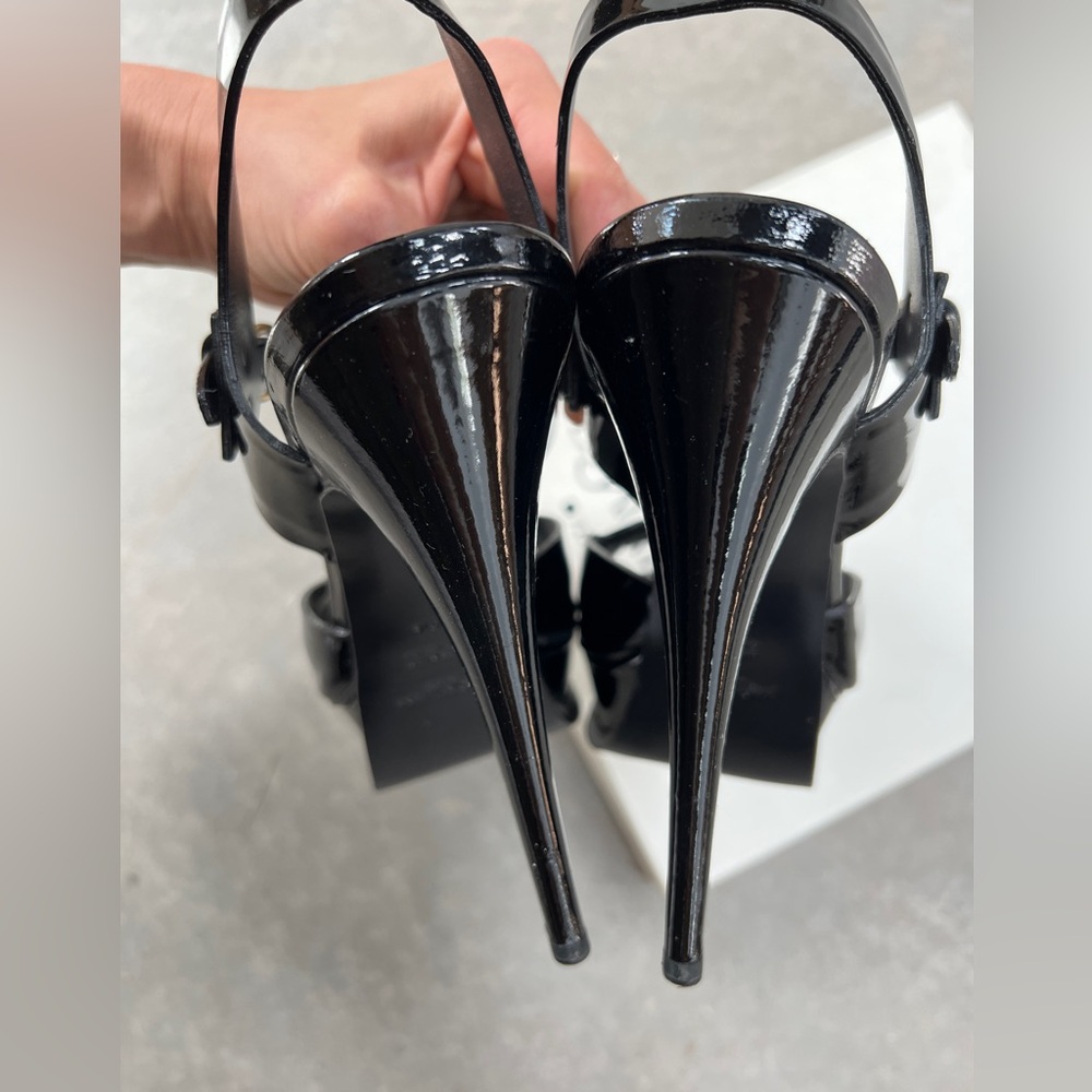 Yves Saint Laurent Patent Leather Black Tribute Heels - Picture 10 of 11